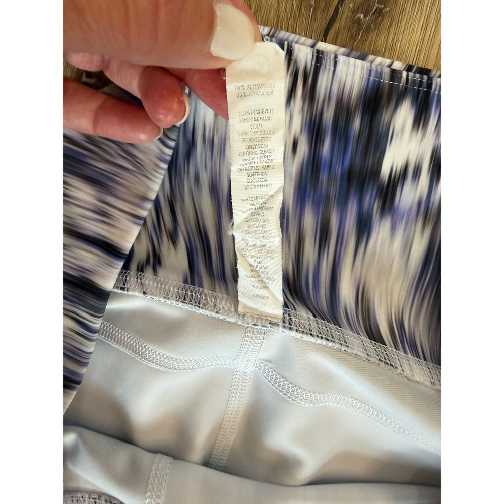Kinesis Abstract Print Activewear Set Women 1X Blue White Tank Leggings Pockets - Picture 7 of 10